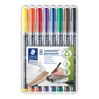 Staedtler - Marqueurs à effacement Lumocolour − Pointe fine − Paquet de 8-Les marqueurs permanents à séchage rapide et à fine pointe contiennent de l’encre qui ne tachera pas ou qui ne coulera pas