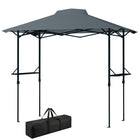 Outsunny - Gazébo pliant pour barbecue 5 pi l x 8.5 pi L avec étagères - Auvent d'extérieur UPF 50+ - Gris foncé-Dispose d'un design pop-up pour une installation facile