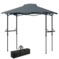 Outsunny - Gazébo pliant pour barbecue 5 pi l x 8.5 pi L avec étagères - Auvent d'extérieur UPF 50+ - Gris foncé-Dispose d'un design pop-up pour une installation facile