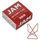JAM Paper - Pinces papillon colourées - pinces à papier rouges - paquet de 15-Couleur : Trombone papillon rouge