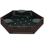 Outsunny - Bac à sable hexagonal d'extérieur pour enfants avec couvercle - 120 cm - Marron-Peut être modifié en différentes formes, telles que l'hexagone ou le rectangle 
