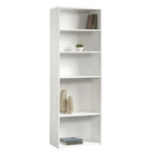 Sauder Beginnings Bibliothèque avec 5 tablettes Finition blanc doux-Cinq tablettes: Trois tablettes réglables & Deux tablettes fixes