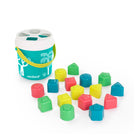 Miniland - Sentir pour apprendre : Seau de tri de formes - Turquoise - Ensemble de 18-Exerce la coordination œil-main et stimule le raisonnement logique
