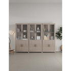 Manhattan Comfort - Jodie 31 po Bibliothèque Mid-Century Moderne - Chêne blanchi - Lot de 3-2 portes vitrées à fermeture douce en verre trempé en haut et 2 portes nervurées en bois manufacturé à fermeture douce en bas