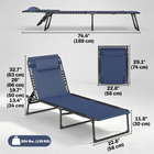 Outsunny - Chaise longue pliante - chaise longue avec appui-tête - bleu foncé-Tissu en maille offrant une excellente respirabilité