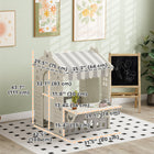 Qaba - Maisonnette de jeu intérieure élégante pour enfants-L'ombre supérieure et les fenêtres décorées offrent un espace confortable et créatif 