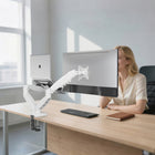 ShoppingAll - Support double pour moniteur VESA et ordinateur portable avec bras à ressort à gaz entièrement réglable et pince de bureau - Blanc-9