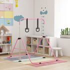 Qaba - Barre de gymnastique horizontale pliable pour enfants - Rose-Quatre anneaux de sol antidérapants en caoutchouc et deux bases rondes empêchent les mouvements et renforcent la sécurité 
