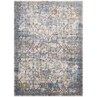 Modway - Minu Treillis floral vieilli Tapis 4 pi l x 6 pi L - Bleu clair, jaune et orange-Tapis à treillis floral vieilli