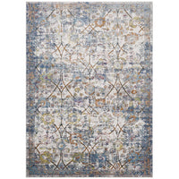 Modway - Minu Treillis floral vieilli Tapis 4 pi l x 6 pi L - Bleu clair, jaune et orange-Tapis à treillis floral vieilli
