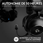 Logitech G - PRO X 2 LIGHTSPEED Casque gaming sans fil - Noir-Longue durée de vie et autonomie de la batterie : Avec la technologie sans fil Logitech LIGHTSPEED de qualité professionnelle, jusqu’à 50 heures et 30 m d’autonomie sans fil à 2,4 GHz .
