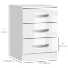 HOMCOM - Table de nuit moderne avec 3 tiroirs à finition brillante - blanc - lot de 2-3 tiroirs coulissants offrent un espace suffisant et indépendant pour vos affaires 