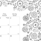 Blueline - 2027 Calendrier sous-main mensuel à colorier DoodlePlan - 22 po x 17 po - motif Botanica - bilingue-Un mois par feuille, un bloc par jour
