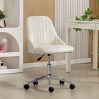 Vinsetto - Fauteuil de bureau vanité avec roulettes pivotantes - blanc crème-La hauteur de l’assise réglable peut s’adapter à votre bureau ou à votre style d’assise