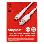 Staples - TECH Câble de chargement USB-C vers USB-A - 9,8 pi - blanc-Câble USB-C vers USB-A de 9,8 pi (3 m) qui transfère les données à des vitesses allant jusqu’à 480 Mb/s