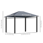 Outsunny - Auvent à toit rigide 13' x 10' - tonnelle de terrasse - gris foncé-Toit rigide en polycarbonate pour protéger du soleil 
