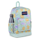 JanSport - Sac À Dos Cross Town Plus - Motif Floral Délavé, Menthe Fraîche-Poche latérale pour bouteille d'eau