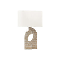 Monarch Specialties - Luminaire - 28 po H Lampe De Table - Résine Beige - Abat-Jour Ivoire / Crème - Contemporain-Cette lampe de table de 28 pouces de haut est dotée d'une base chic en résine beige avec une découpe moderne qui imite l'élégance de la pierre de travertin, associée à un abat-jour contemporain en tissu ivoire, ce qui en fait la pièce d'accentuation parfaite pour votre salon, votre chambre à coucher ou votre décor de bureau
