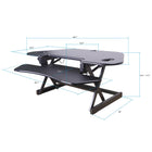 Rocelco - Rehausseur de bureau d'angle réglable assis/debout de 46 po avec support pour double écran - Noir-Peut contenir 1 ou 2 moniteurs et/ou un ordinateur portable avec beaucoup d'espace pour travailler