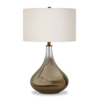 Hudson&Canal - Lampe de table Mirabella de 65 cm de haut avec abat-jour en tissu - Verre ombré en laiton et blanc-Design moderne et contemporain pour votre salon, espace de travail ou table de chevet