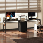 HOMCOM - Bureau de gaming extra long 96 po avec ports USB et tiroirs - noir-Supports doubles pour moniteurs permettant de surélever les écrans à une hauteur confortable, réduisant ainsi la tension au niveau du cou