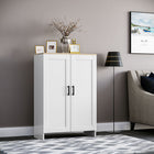 HOMCOM - Armoire de rangement 23,6 po L avec doubles portes - blanc-Les étagères réglables s’adaptent à des objets de différentes hauteurs 