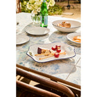 Casa Domani - Plateau Rectangulaire Café Bleu 32x33cm - Lot de 2-Bord peint à la main avec motif embossé délicat