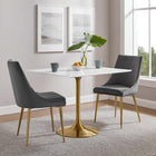 Modway - Lippa 36 po Carré Bois Table à manger, Or Blanc-Socle métallique résistant aux éclats
