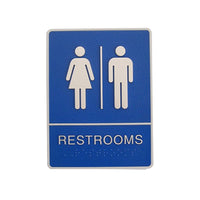 Futech - Panneau de toilettes homme/femme avec braille - Bleu - Paquet de 2-6 po L x 8 po H x 1-1/4 po P