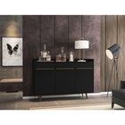Manhattan Comfort - Buffet Bradley 53,54 po style Mid-Century Modern - Noir-Style de porte à ouverture à 90° avec fonctions de fermeture en douceur