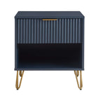 Manhattan Comfort - Table de nuit moderne DUMBO 20,07" à 1 tiroir - Bleu Minuit-Moderne-contemporain avec une touche de glamour - Table de nuit pour chambre et salon