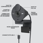 Logitech Brio 300 Webcam Full HD avec confidentialité, micro à réduction de bruit - Graphite-Logi Tune: Profitez de l'application gratuite pour personnaliser vos expériences vidéo, notamment le réglage des couleurs et de la qualité de l'image