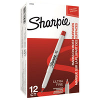 Sharpie - Marqueurs permanents − Pointe ultra fine − Rouge − Paquet de 12-Pointe précise et étroite pour un contrôle extrême
