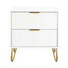 Manhattan Comfort - Table de nuit moderne DUMBO 20,07" à 2 tiroirs - Blanc-Moderne-contemporain avec une touche de glamour - Table de nuit pour chambre et salon