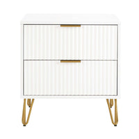 Manhattan Comfort - Table de nuit moderne DUMBO 20,07" à 2 tiroirs - Blanc-Moderne-contemporain avec une touche de glamour - Table de nuit pour chambre et salon