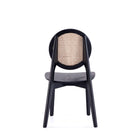 Manhattan Comfort - Lot de 2 chaises de salle à manger Versailles 18,5 po au style industriel chic, dossier rond, noir et cannage naturel-Livré chez vous entièrement assemblé Aucun assemblage requis
