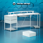 HOMCOM - bureau de gaming industriel 79 po avec lumières RGB et ports USB - blanc-Ce bureau est équipé d’un support pour écran permettant un angle de vue optimal