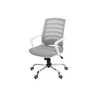 Monarch Specialties - 7225 Chaise De Bureau Multi-Position- Blanc/Meche Gris/-Chaise de bureau avec dossier à hauteur moyen, accoudoirs fixes en blanc, design à dos d'échelle à l'extérieur du dossier et tissu en maille polyester respirant gris