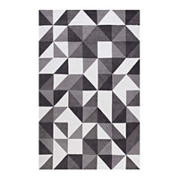 Modway - Kahula Mosaïque du triangle géométrique Tapis de comédie 8 pi l x 10 pi L - Noir, gris et blanc-Tapis en mosaïque triangulaire géométrique