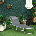 Outsunny - Chaise longue pliante avec appui-tête et dossier réglable - gris-Dossier réglable et siège inclinable pour un confort personnalisé