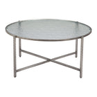 Zuo - Vetro Table basse - Argent-Dessus rond en verre texturé nervuré au design moderne raffiné