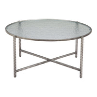 Zuo - Vetro Table basse - Argent-Dessus rond en verre texturé nervuré au design moderne raffiné