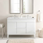Modway - Render 48" Meuble de salle de bain à double lavabo - Blanc blanc-Coiffeuse à grains de noyer