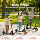 Gyrocopters - Trottinette électrique pour enfants Flash KidZ - Vitesse 19 km/h - Autonomie 11 km - Éclairage LED - Orange-Équipé à la fois d'un frein électrique activé au pouce et d'un frein au pied traditionnel sur le garde-boue arrière pour un freinage fiable