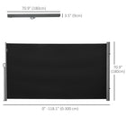 Outsunny - store latéral rétractable 118 po x 71 po résistant aux rayons UV et au vent - noir-Tissu polyester durable avec revêtement PA, respirant, imperméable, résistant aux UV et facile à nettoyer
