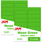 JAM Paper Étiquettes postales, 1 1/3 x 4 po, vert néon, 252/paquet-Étiquettes postales