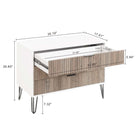 Manhattan Comfort - Dumbo table de chevet moderne à 2 tiroirs et commode à 3 tiroirs - blanc et gris rustique - ensemble de 2-Poignées de tiroir horizontales glamour en métal avec finition dorée