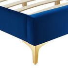 Modway - Sutton Performance Velvet Cadre de lit queen-lit, Marine-Poutre centrale renforcée et jambes de soutien