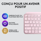 Logitech - MX Keys Mini Minimaliste Clavier Sans Fil Illuminé - USB-C - Rose-Taille Mini, Forte Puissance : Une disposition conçue pour une précision sans effort, une forme minimaliste pour un clavier ergonomique portable et peut voyager partout où vous travaillez