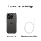 Apple - iPhone 15 Pro 6,1 po ecran Liquid Retina, 512 Go, Titane noir, Bell et Virgin Plus-Garantie limitée d'un an du fabricant